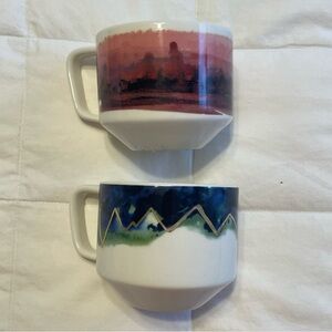 Two Starbucks Artisan Series Coffee Mugs 2015 Rare